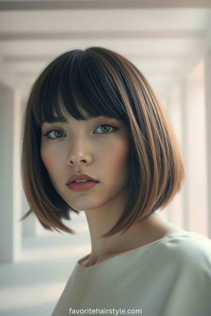 Layered Bob with Side Swept Bangs