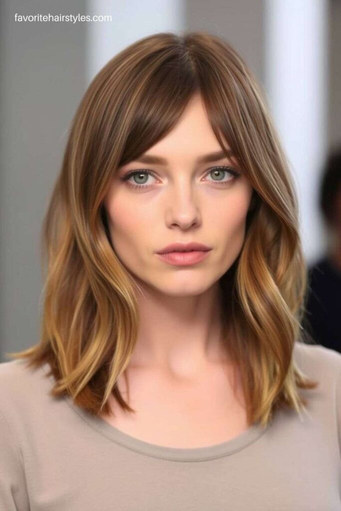 Layered Lob with Curtain Bangs