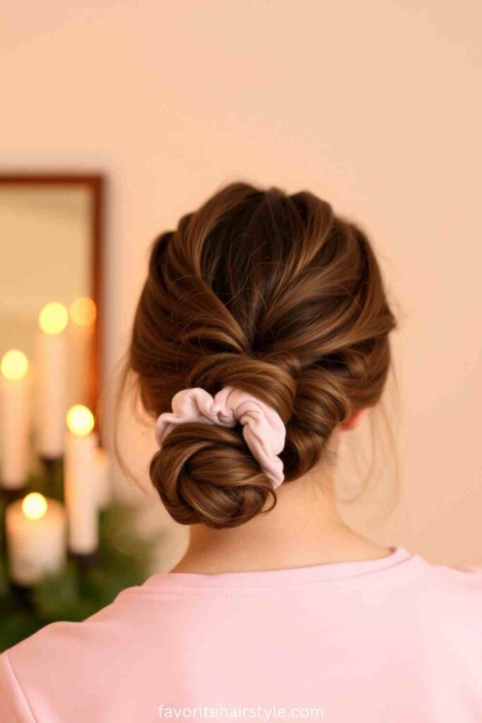 Curly Haistyles for school Ideas Loose Low Ponytail with Scrunchie