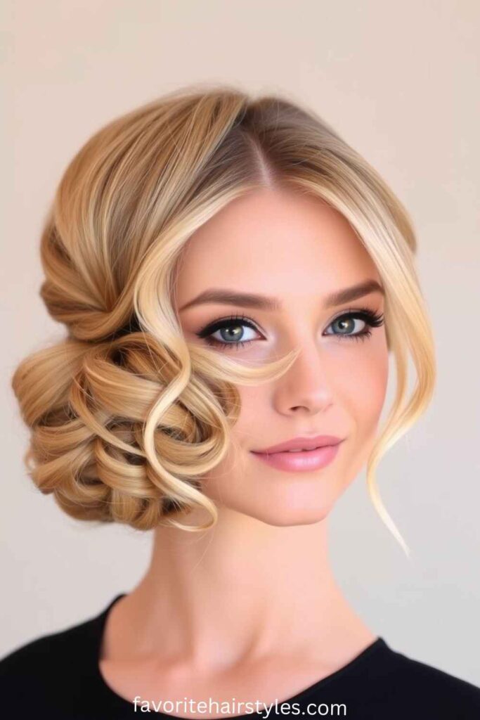 Low Bun with Loose Waves