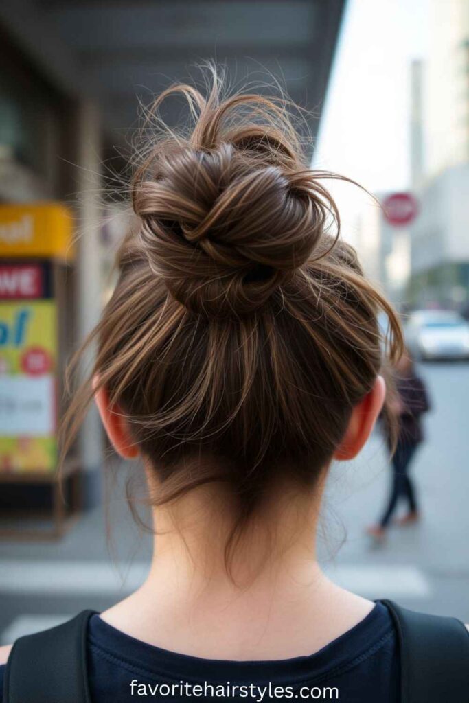 Messy Bun with Loose Strands