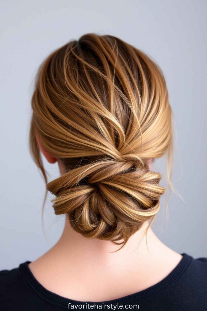 Casual Short Hair Updos Ideas Messy Low Bun