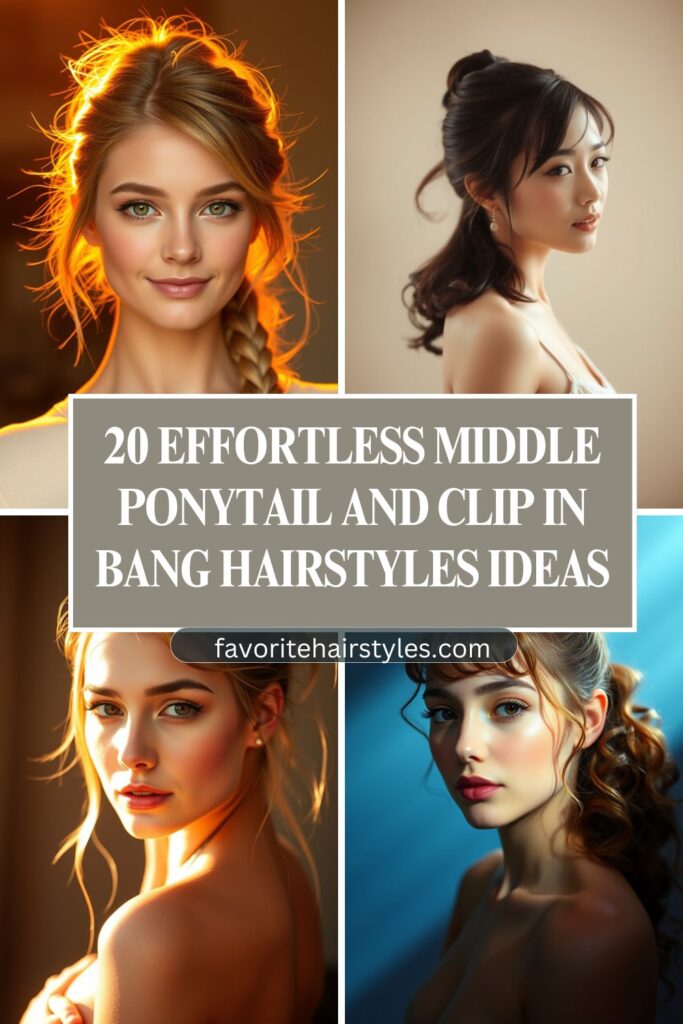 Middle Ponytail And Clip In Bang Hairstyles Ideas