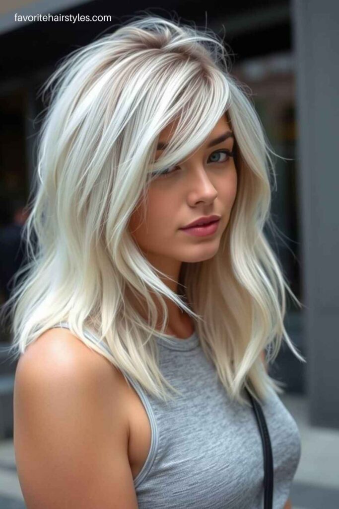 Platinum Blonde Balayage Wolf Cut