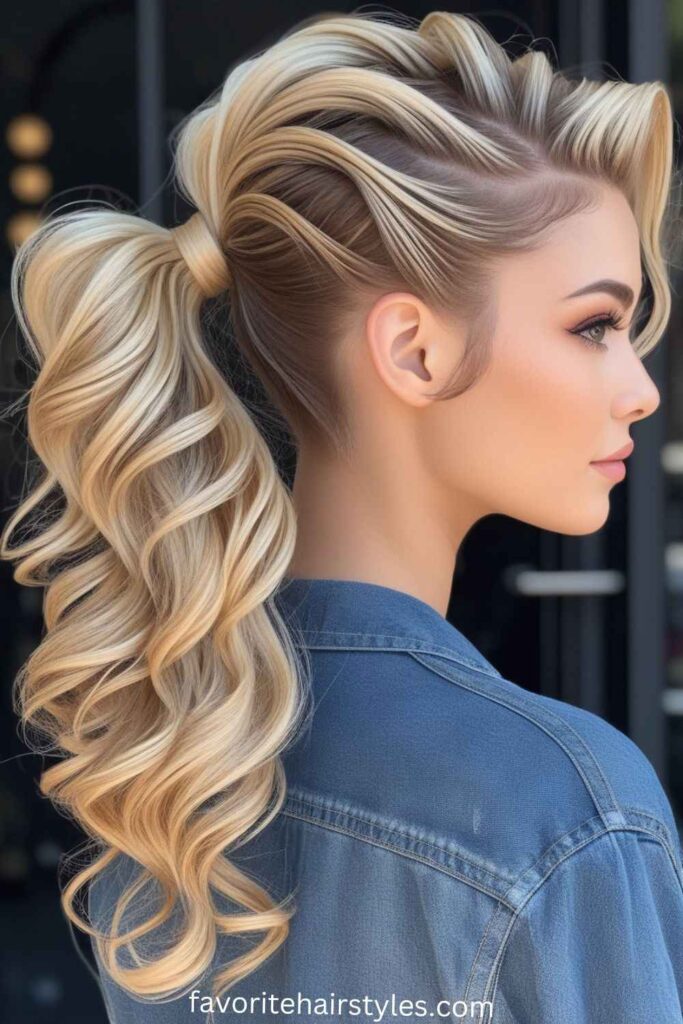 Long Ponytail Hairstyles For Black Hair Ideas Ponytail with Curls and Highlights