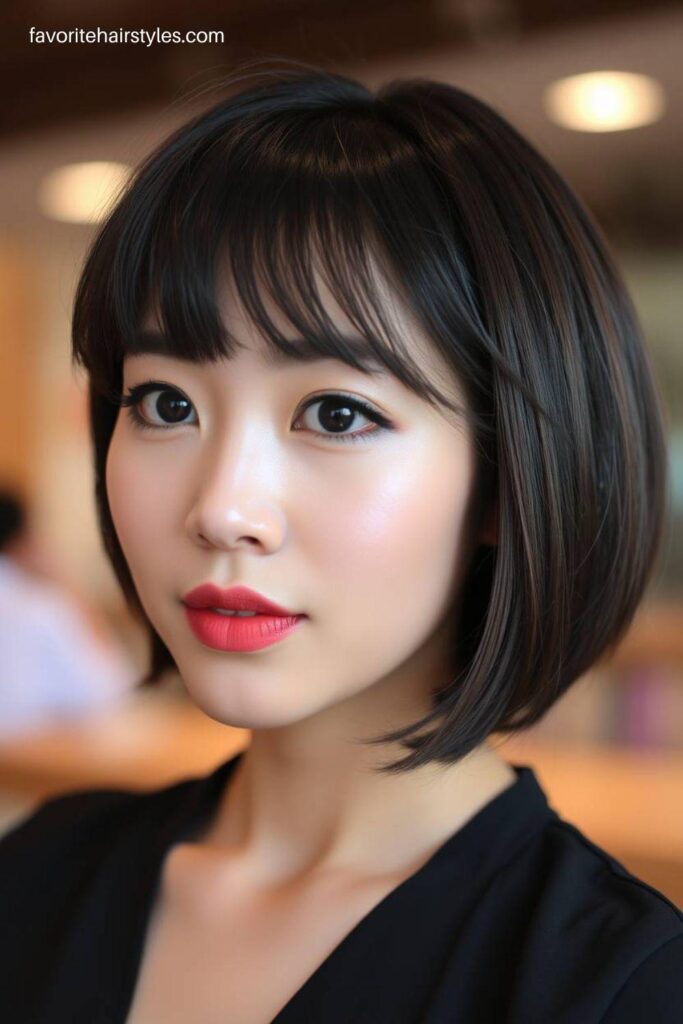 Round Bob with Bangs