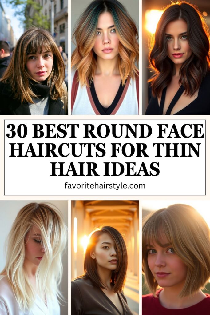 Round Face Haircuts For Thin Hair Ideas