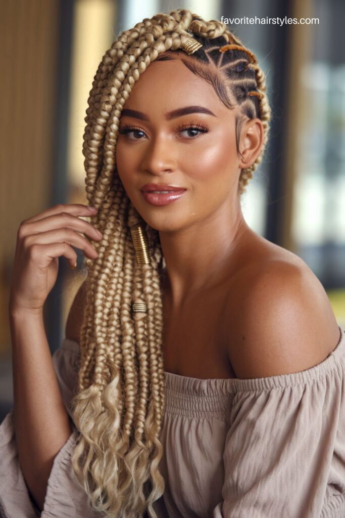 Side-Swept Boho Fulani Braids