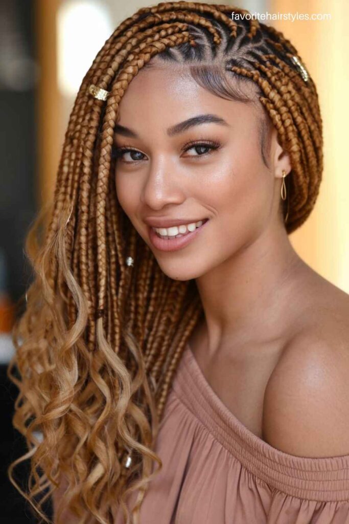 Side-Swept Boho Lemonade Fulani Braids