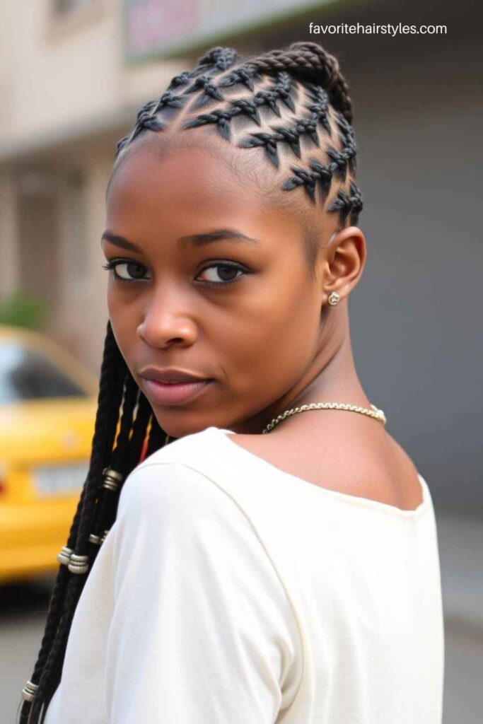 Side-Swept Fulani Braids