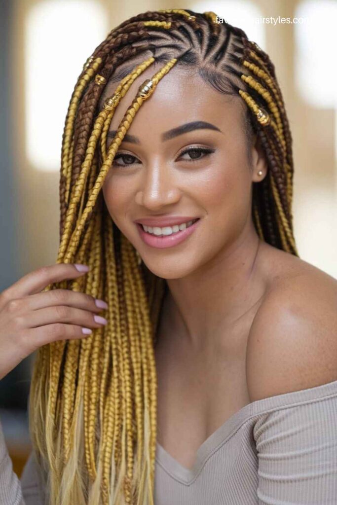 Side-Swept Lemon Fulani Braids