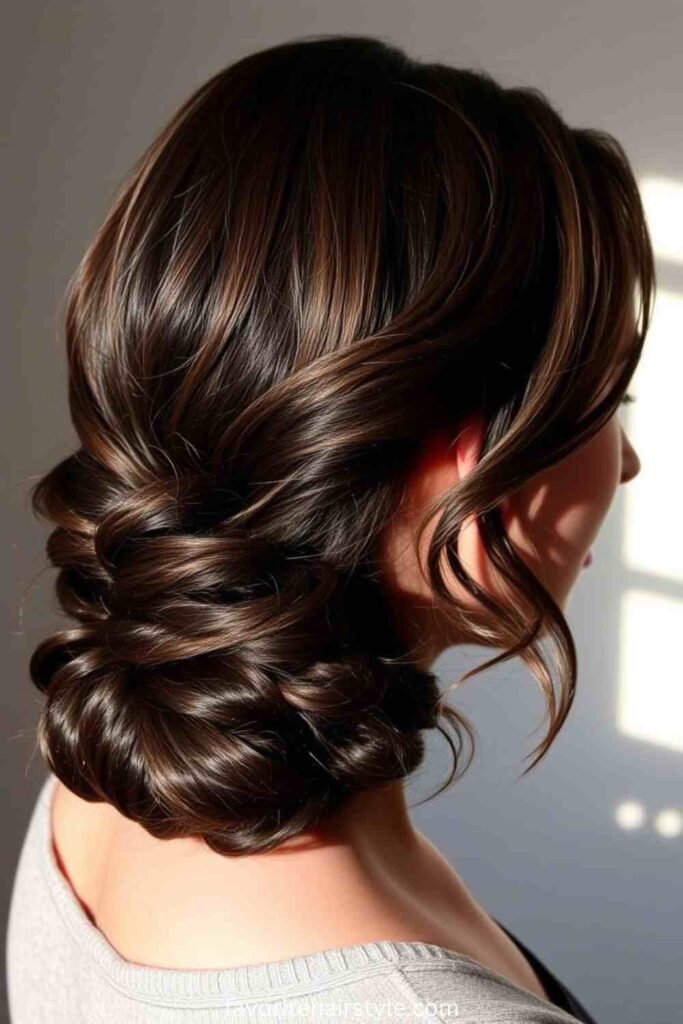 Sleek Low Bun with Defined Curls