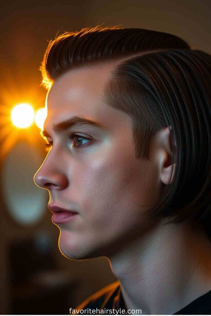 Slicked-Back Shoulder-Length Hair