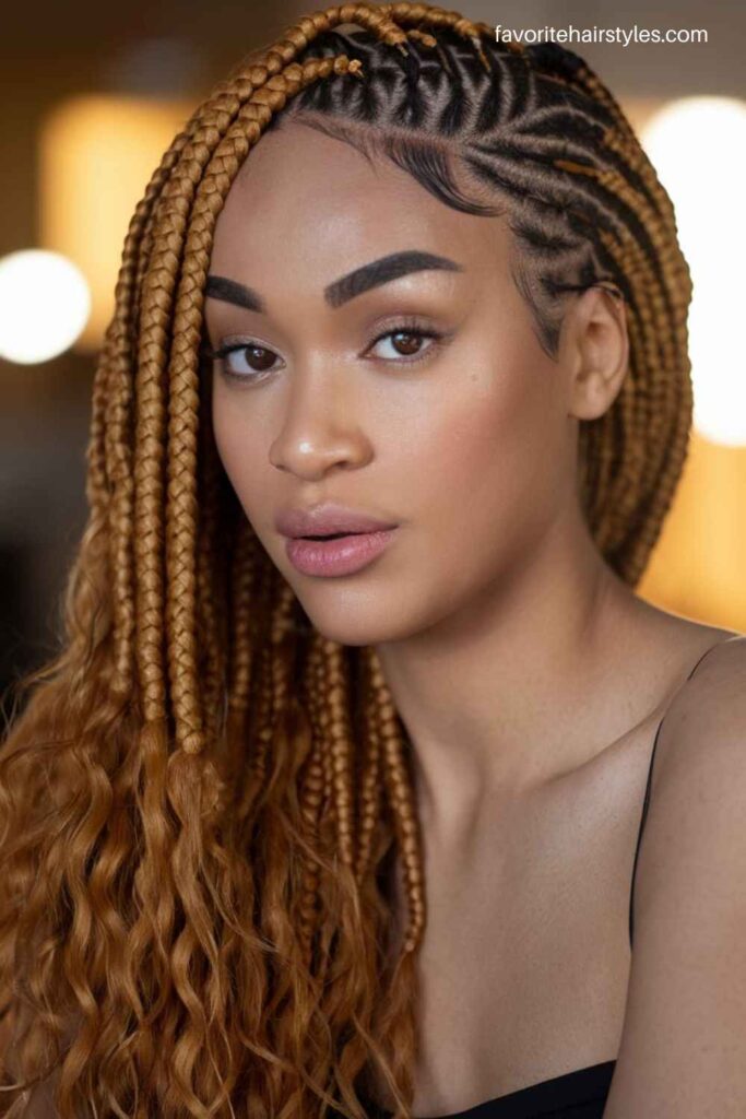 Small and Neat Boho Lemonade Fulani Braids