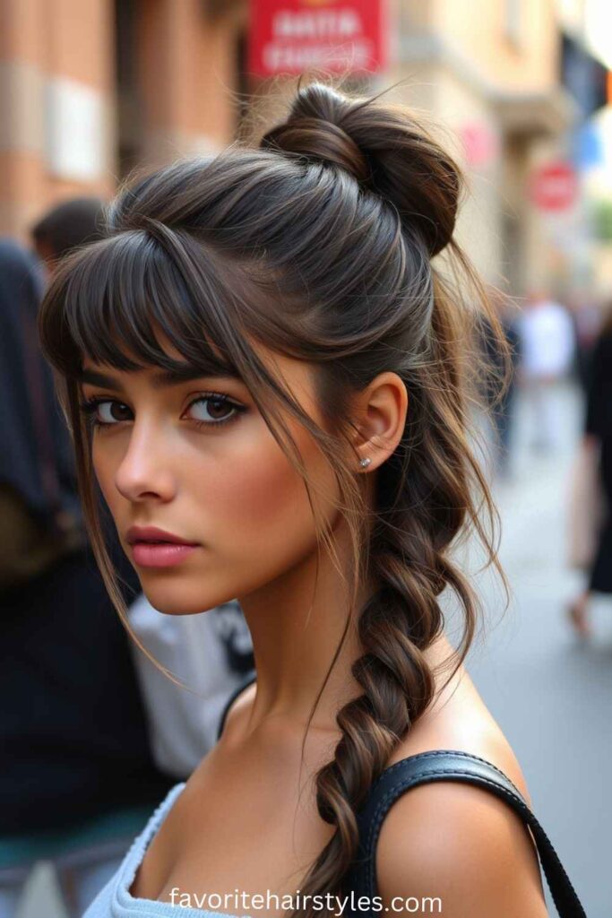 Twisted Ponytail with Choppy Bangs