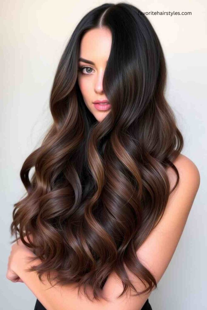 Chocolate Brown Black Balayage