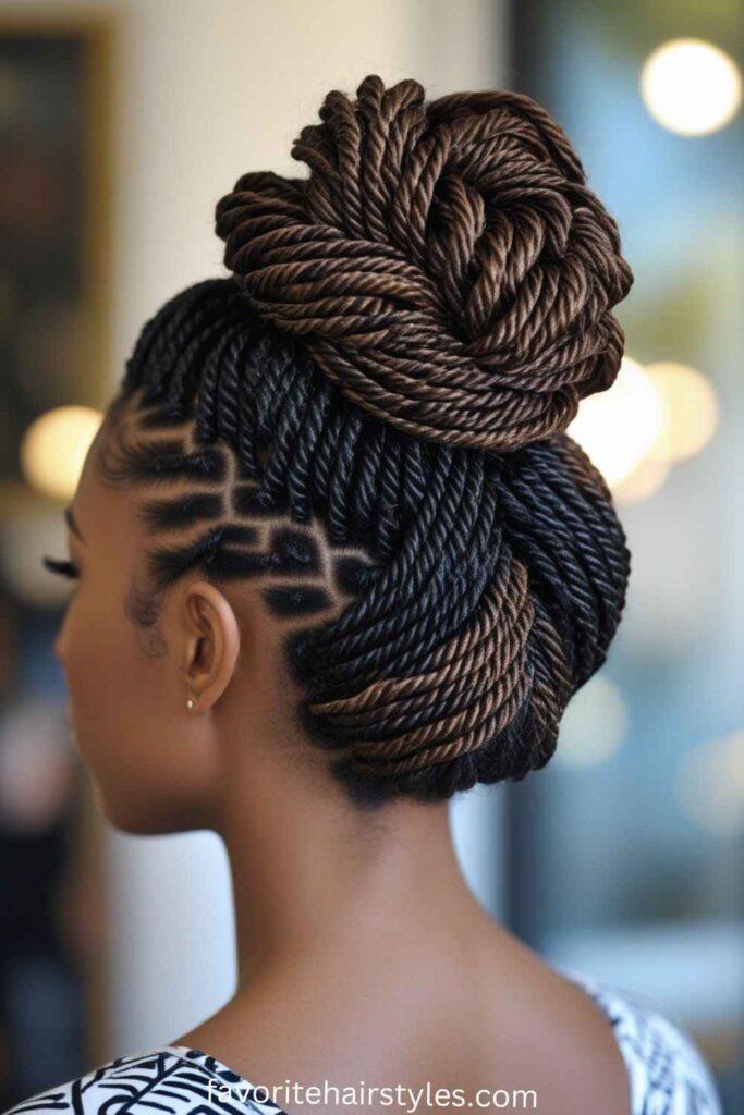 Two Strand Twist Hairstyles Ideas Twists in a High Bun