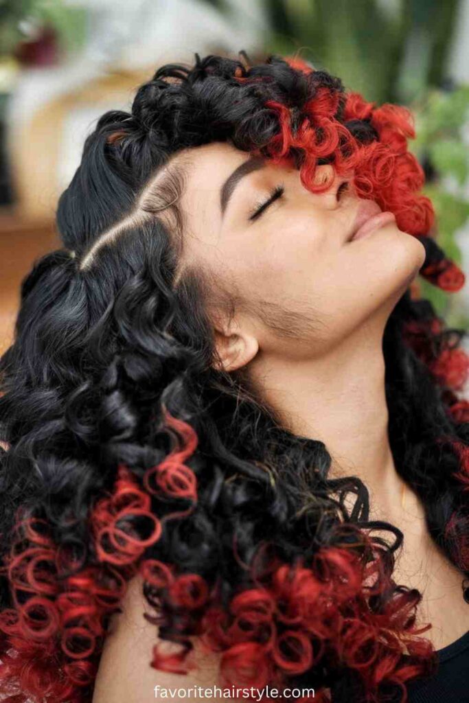 Black and Red Curly Weave