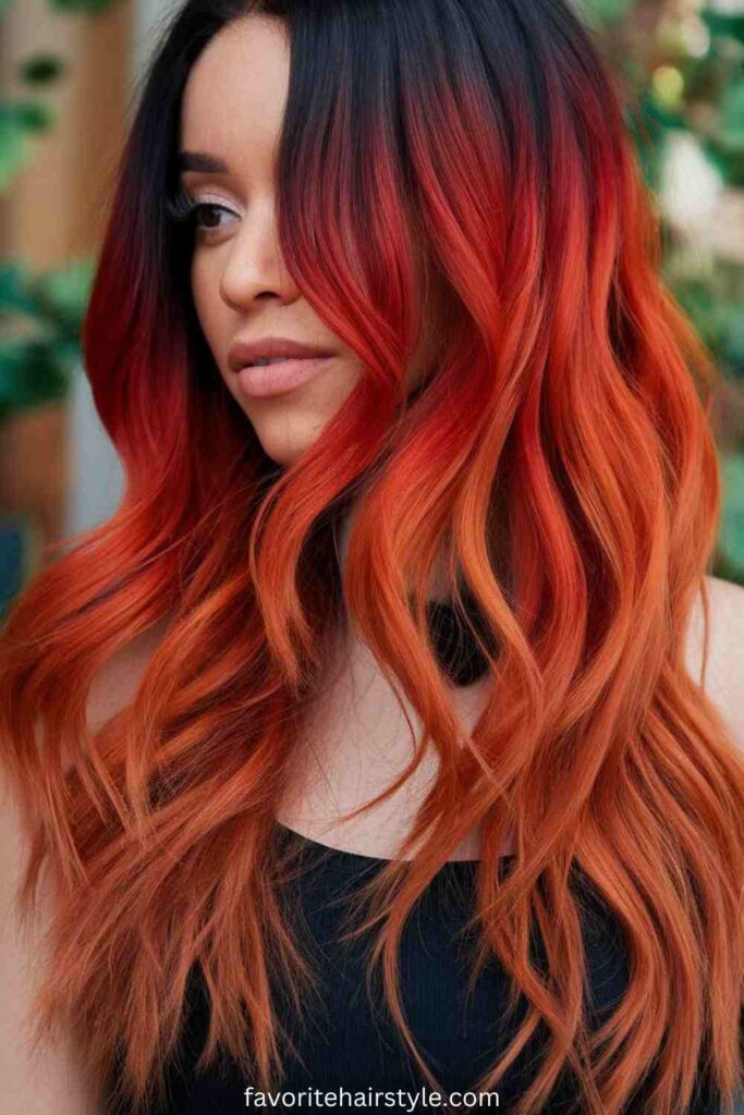 Black and Red Weave with Bangs