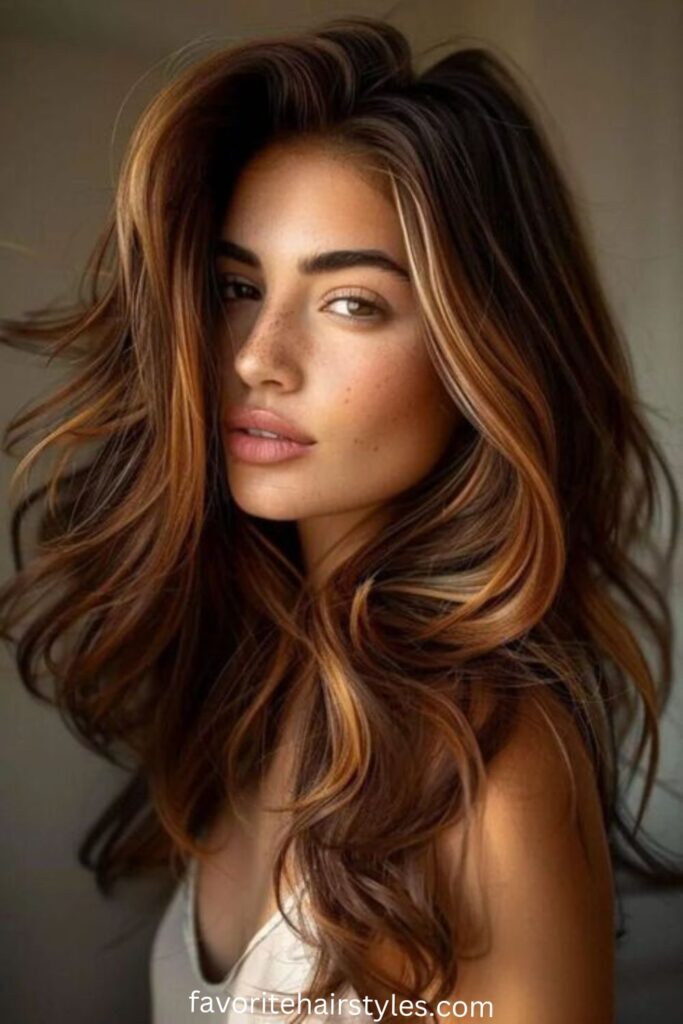 Brunette Hair Ideas With Lowlights for Auburn Accents