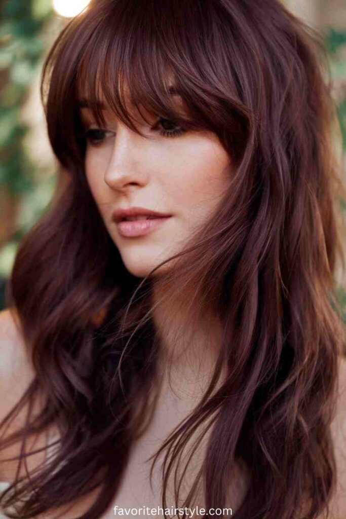 Burgundy Red Weave with Curtain Bangs