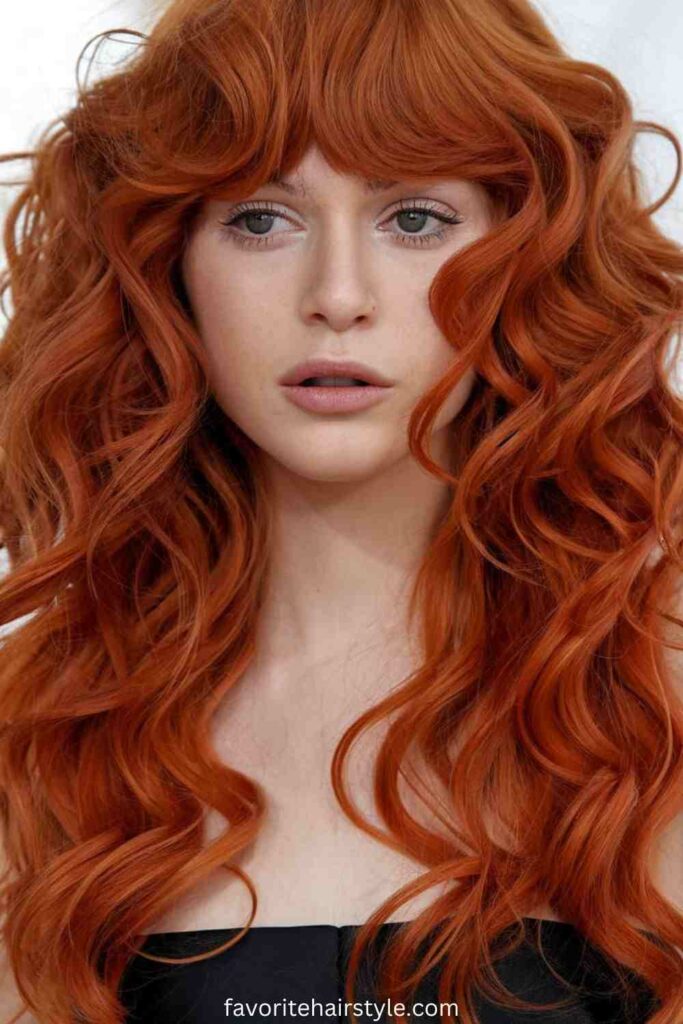 Red Weave Hairstyles With Bangs Ideas Curly Red Weave with Voluminous Bangs