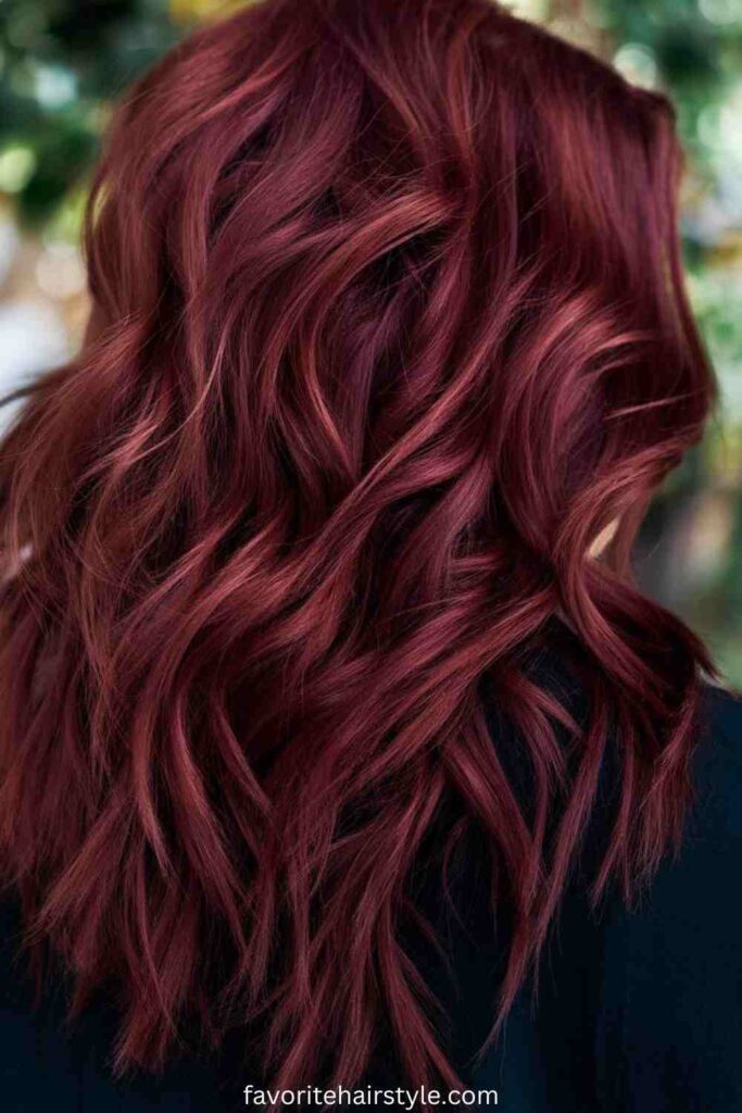Curly Weave Ponytail in Dark Red