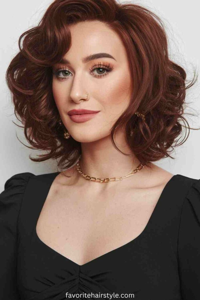 Dark Red Bob with Blunt Cut Ends