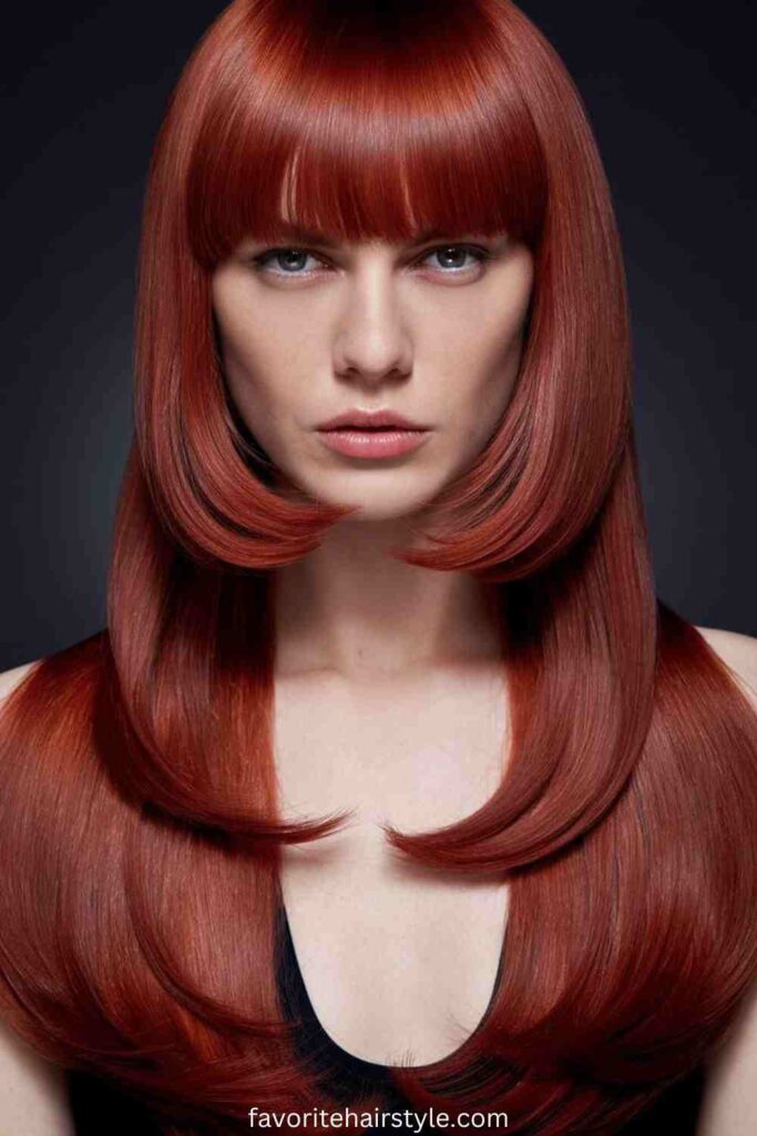 Deep Red Ombre Weave with Blended Bangs