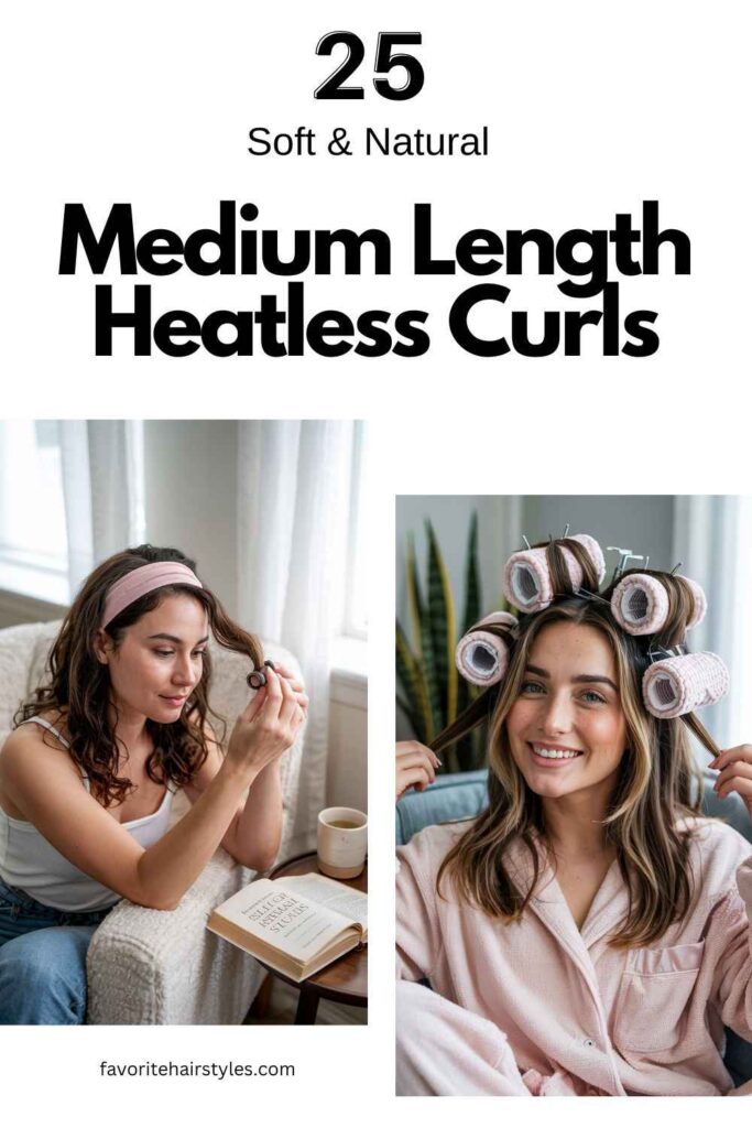 Medium Length Heatless Curls
