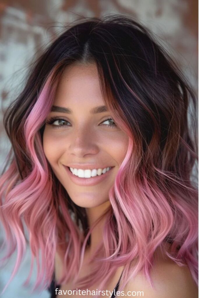  Pink Wolf Cut with a Side Part
