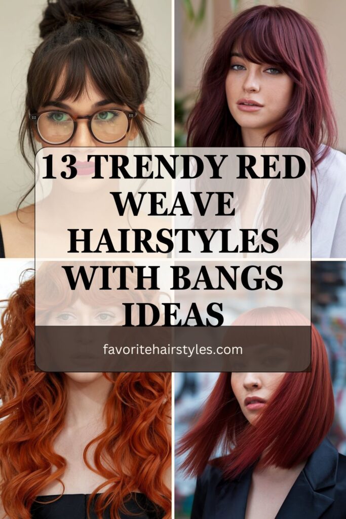 Red Weave Hairstyles With Bangs Ideas