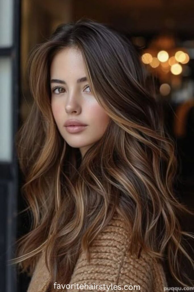 Rooted Brunette with Blonde Melt