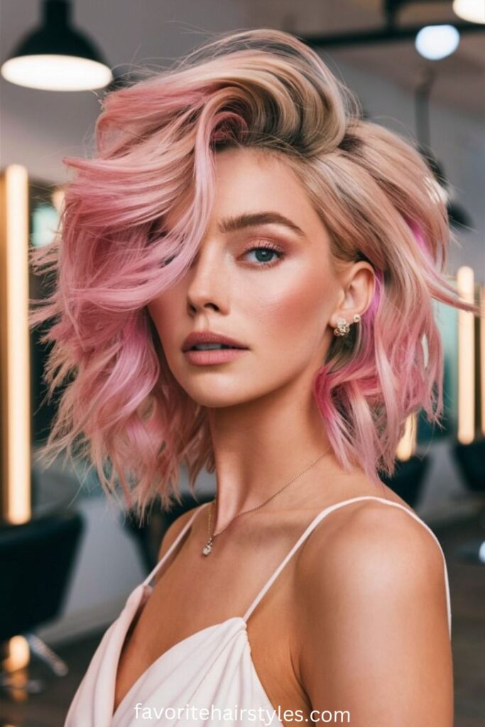  Rose Gold Pink Wolf Cut