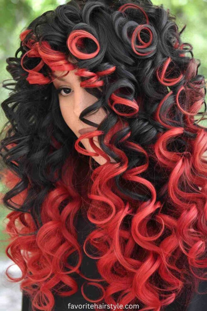 Short Bob Black and Red Weave