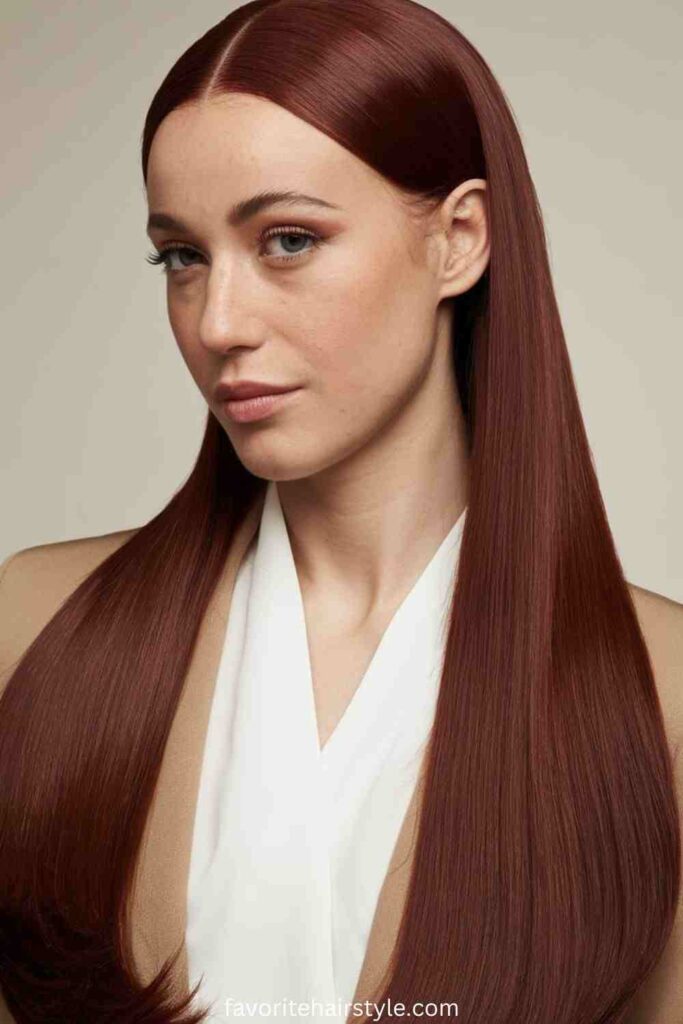 Sleek Middle Part Straight Weave