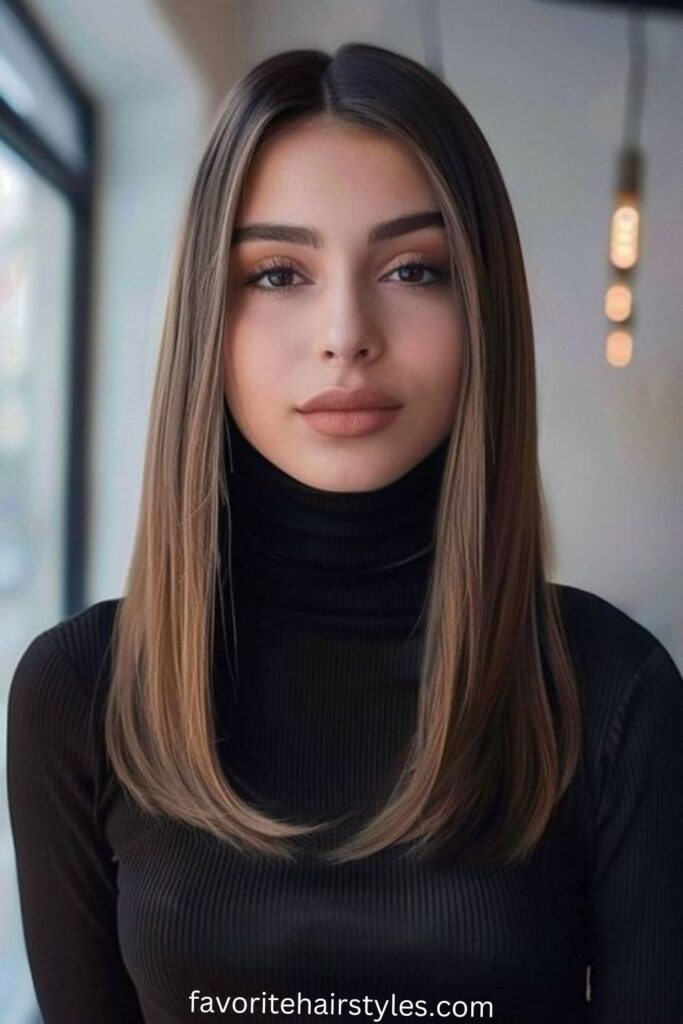  Sleek Straight with Middle Part