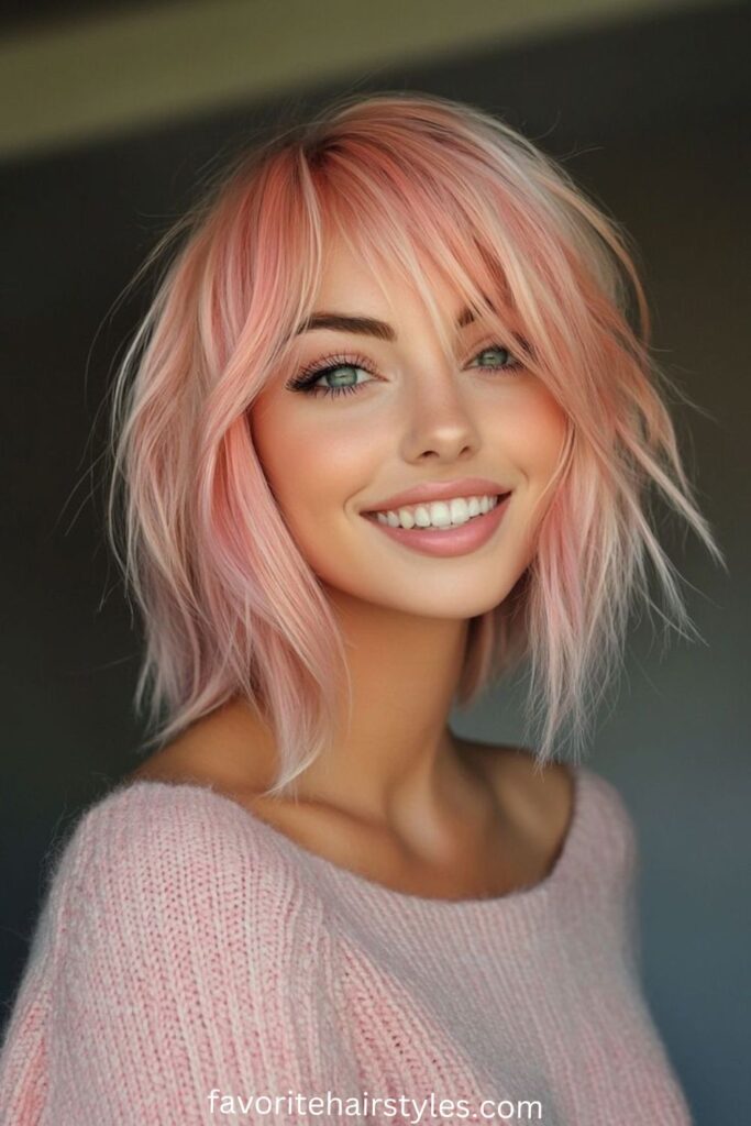 Soft Pastel Pink Wolf Cut 