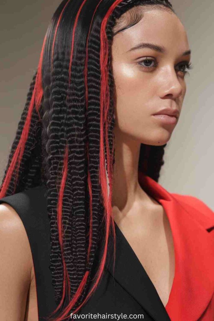 Straight Black and Red Weave