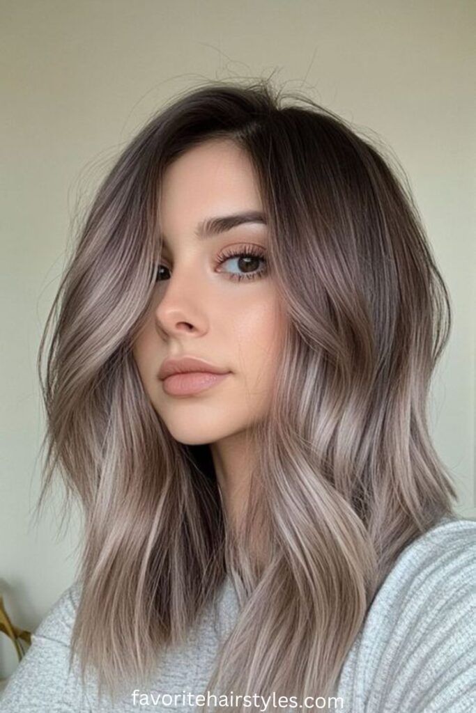 Ash Blonde Balayage on Dark Brown Hair 