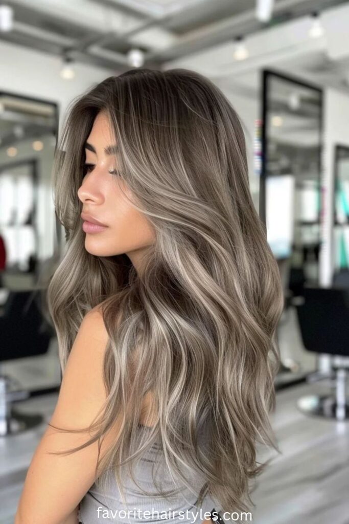 Ash Blonde Balayage on Dark Brown Hair