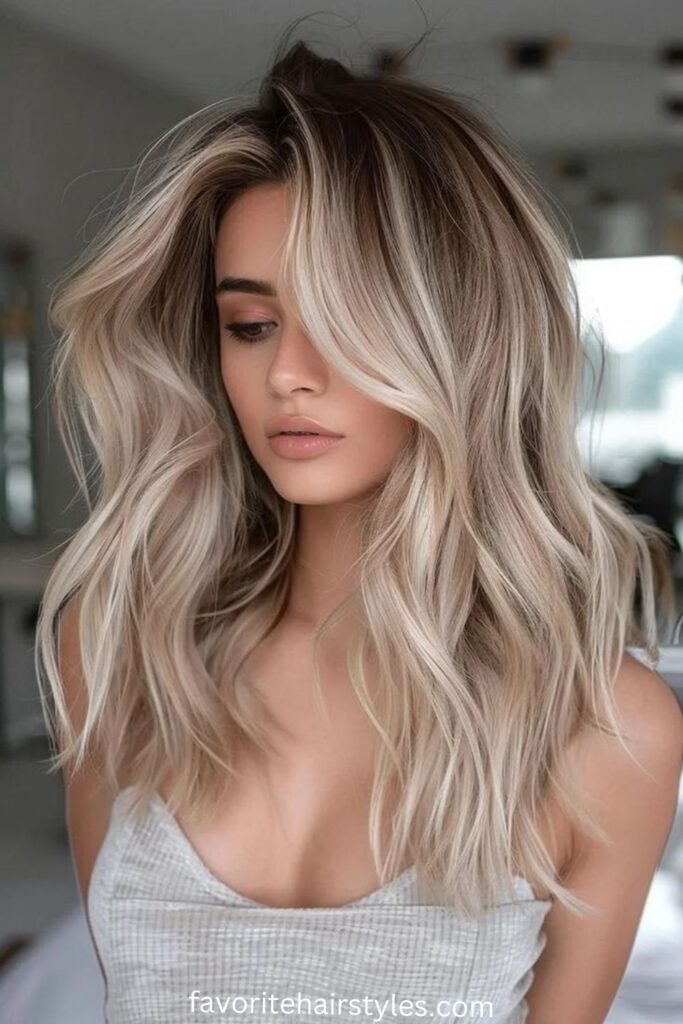 Ash Blonde Balayage with Blunt Ends
