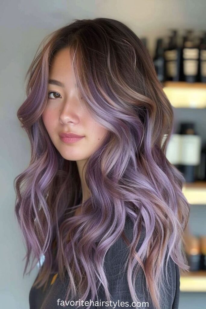 Ash Blonde Balayage with Cool Lavender Tones