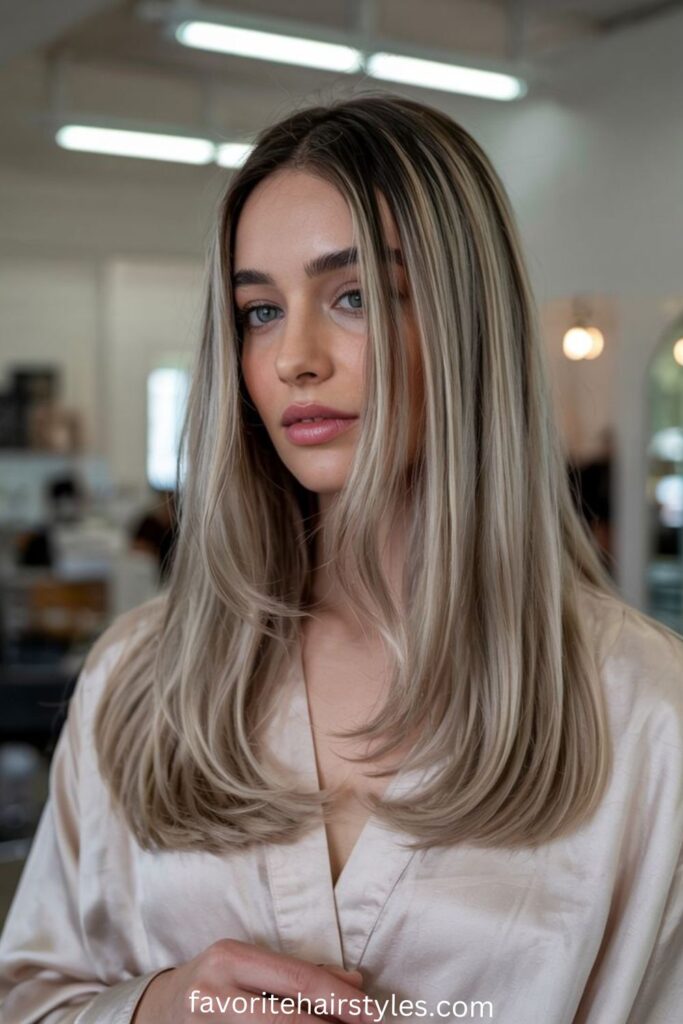 Ash Blonde Balayage with Face-Framing Highlights 