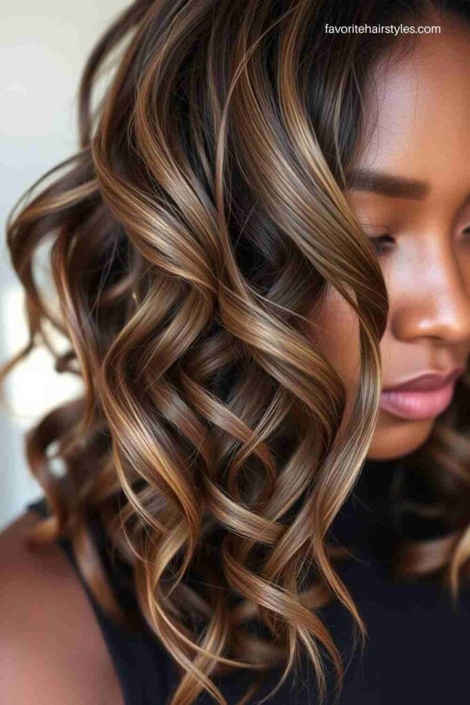 Ash Brown Balayage on Coily Hair