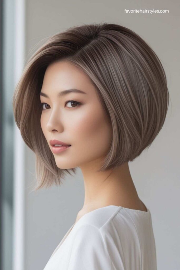 Ash Brown Balayage on Short Hair