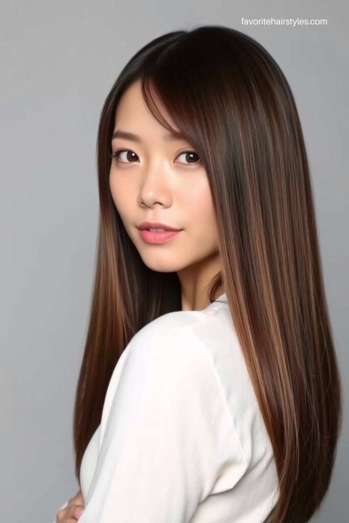 Ash Brown Balayage on Straight Hair