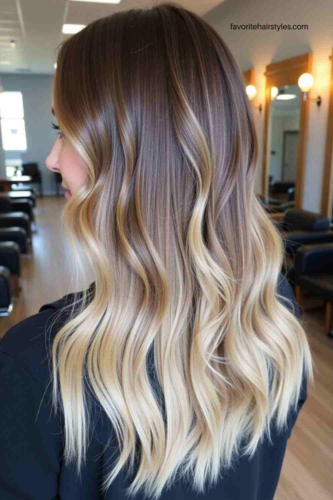 Ash Brown Balayage with Blonde Tips