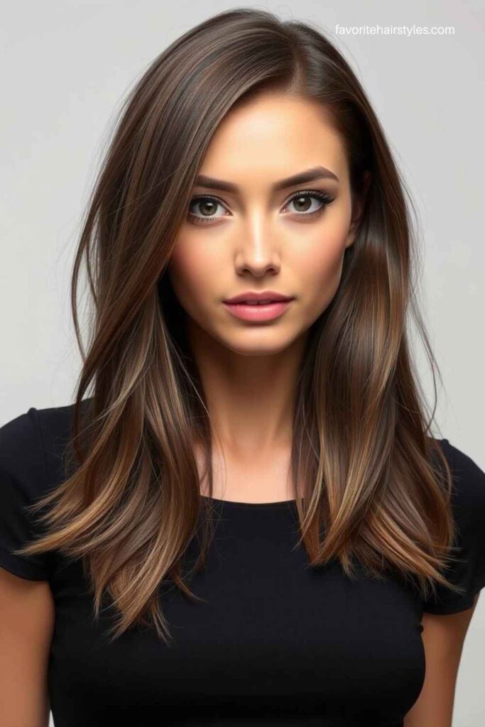 Ash Brown Balayage with Blunt Cut