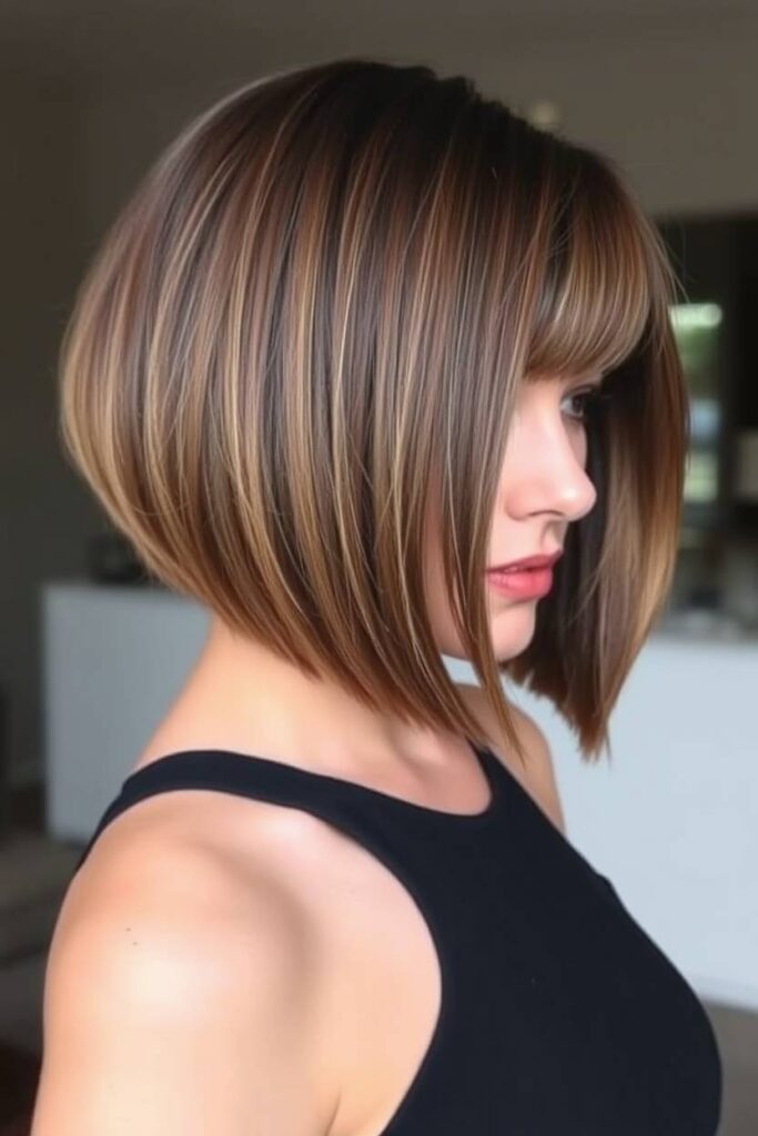 Ash Brown Bob with Curtain Bangs